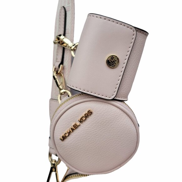 ❤️Michael Kors Sz M Crossbody Bag Jet Set Leather and Case AP Pro Pink Gold New - Picture 5 of 9